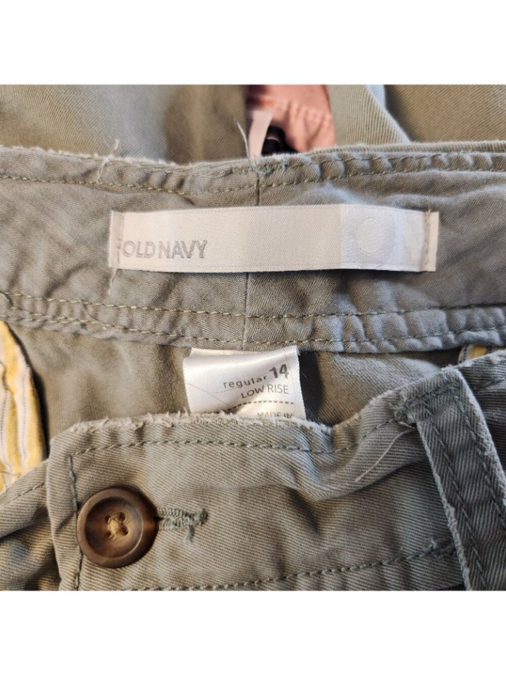 Old Navy Olive Green Distressed Straight Leg Pants Slacks Siz 14 LARGE 36 Wx31 I - Picture 11 of 11